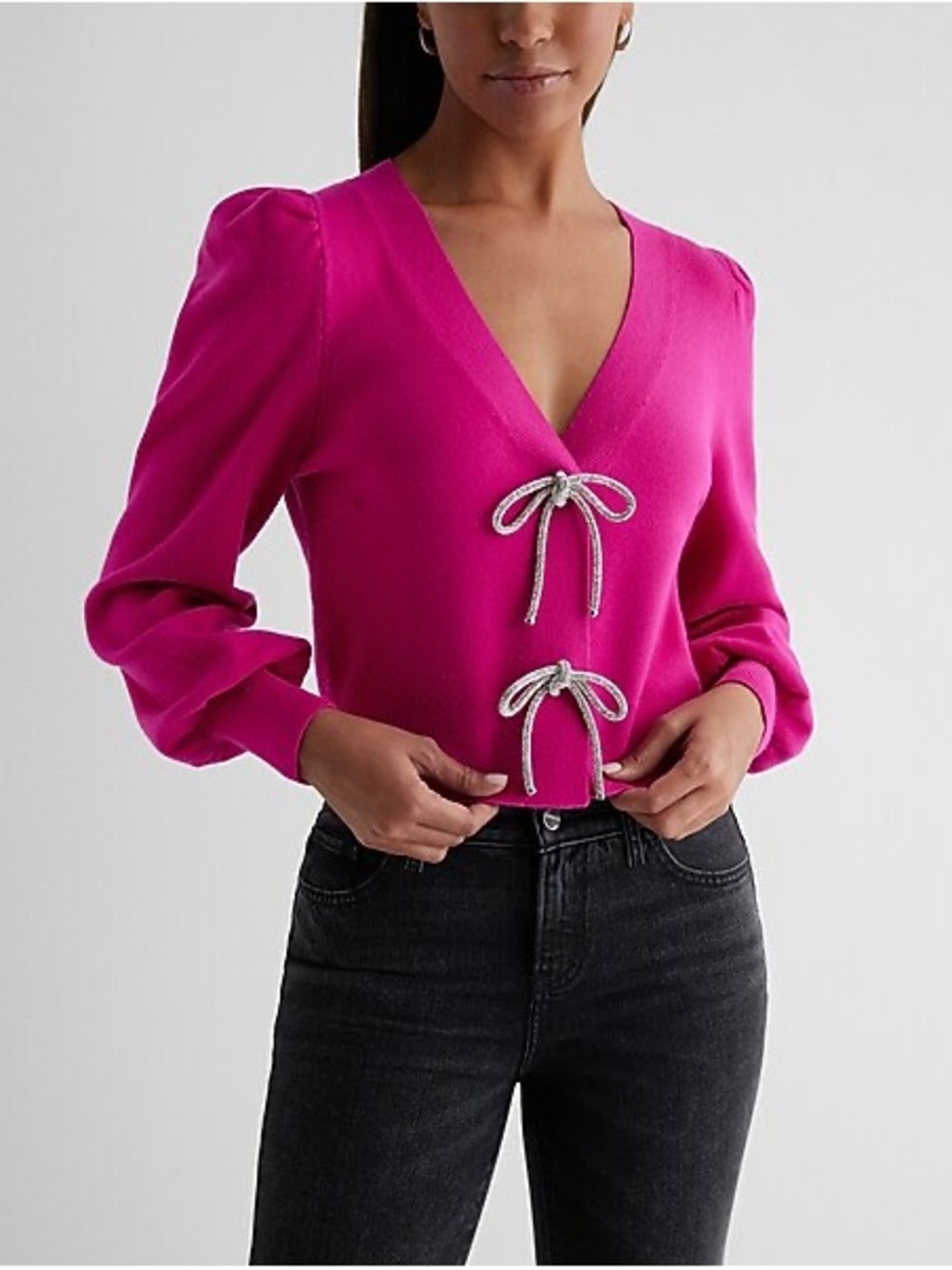 EXPRESS Embellished Bow Cardigan